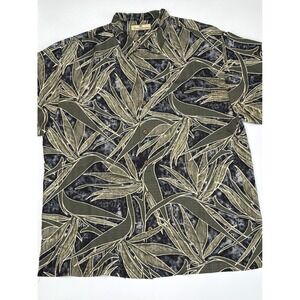 Tommy Bahama Mens L Short Sleeve Button Up Shirt Tropical Leaf Print Relaxed Fit